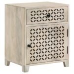 AUGUST 1-DRAWER TRELLIS PATTERN STORAGE CABINET WHITE WASHED