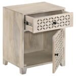 AUGUST 1-DRAWER TRELLIS PATTERN STORAGE CABINET WHITE WASHED - Image 3
