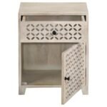 AUGUST 1-DRAWER TRELLIS PATTERN STORAGE CABINET WHITE WASHED - Image 5