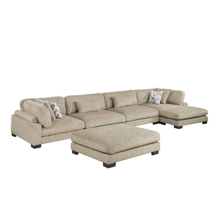 9555BRW_5CR2ACV__l-1.jpg 9555BRW*5CR2ACVCOT 5-Piece Modular Sectional with Chaise and Ottoman - Image 1