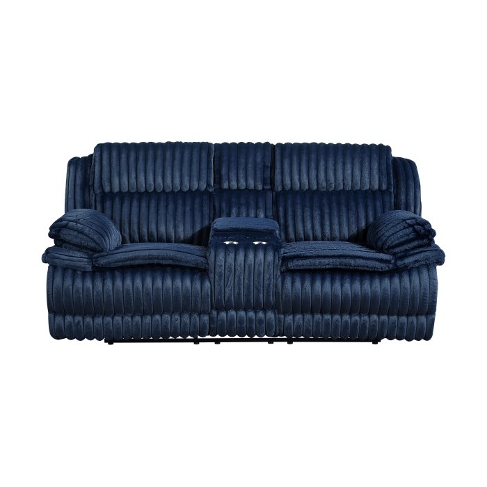 9577BU-2_noBG_f__l.jpg 9577BU-2 Double Reclining Love Seat with Center Console - Image 1