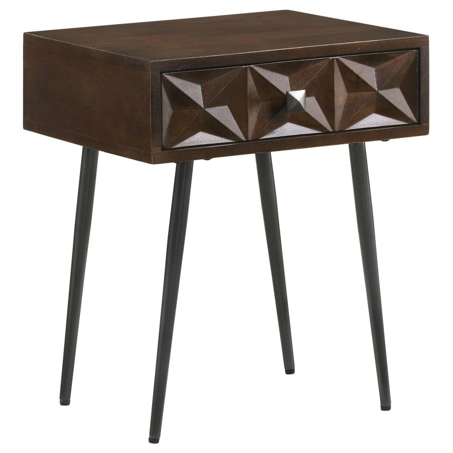 959539_02x900.jpg EZRA 1-DRAWER RECTANGULAR ACCENT SIDE TABLE COFFEE BROWN - Image 1