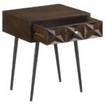 EZRA 1-DRAWER RECTANGULAR ACCENT SIDE TABLE COFFEE BROWN - Image 3