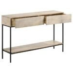 RUBEUS 2-DRAWER WOOD ENTRYWAY CONSOLE TABLE WHITE WASHED - Image 3