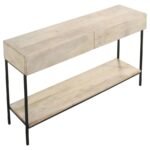 RUBEUS 2-DRAWER WOOD ENTRYWAY CONSOLE TABLE WHITE WASHED - Image 4