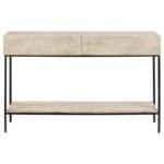RUBEUS 2-DRAWER WOOD ENTRYWAY CONSOLE TABLE WHITE WASHED - Image 5