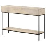 RUBEUS 2-DRAWER WOOD ENTRYWAY CONSOLE TABLE WHITE WASHED - Image 6