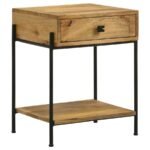 DECLAN 1-DRAWER WOOD ACCENT SIDE TABLE NATURAL MANGO