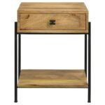 DECLAN 1-DRAWER WOOD ACCENT SIDE TABLE NATURAL MANGO - Image 4