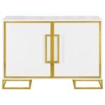 ELSA 2-DOOR WOOD STORAGE ACCENT CABINET WHITE AND GOLD - Image 3