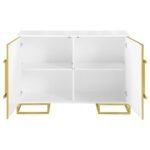 ELSA 2-DOOR WOOD STORAGE ACCENT CABINET WHITE AND GOLD - Image 4