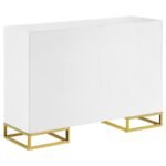 ELSA 2-DOOR WOOD STORAGE ACCENT CABINET WHITE AND GOLD - Image 7