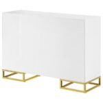 ELSA 2-DOOR WOOD STORAGE ACCENT CABINET WHITE AND GOLD - Image 9