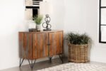 MACON 2-DOOR SHEESHAM WOOD STORAGE ACCENT CABINET GREY - Image 2