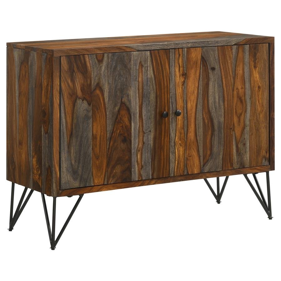 959615_02x900.jpg MACON 2-DOOR SHEESHAM WOOD STORAGE ACCENT CABINET GREY - Image 1