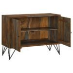 MACON 2-DOOR SHEESHAM WOOD STORAGE ACCENT CABINET GREY - Image 3