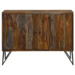 MACON 2-DOOR SHEESHAM WOOD STORAGE ACCENT CABINET GREY - Image 4