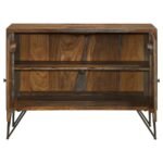 MACON 2-DOOR SHEESHAM WOOD STORAGE ACCENT CABINET GREY - Image 5