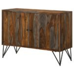 MACON 2-DOOR SHEESHAM WOOD STORAGE ACCENT CABINET GREY - Image 6