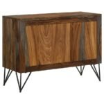 MACON 2-DOOR SHEESHAM WOOD STORAGE ACCENT CABINET GREY - Image 8