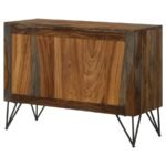 MACON 2-DOOR SHEESHAM WOOD STORAGE ACCENT CABINET GREY - Image 9