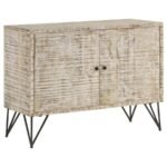 EILEEN 2-DOOR WOOD STORAGE ACCENT CABINET WHITE WASHED