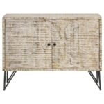 EILEEN 2-DOOR WOOD STORAGE ACCENT CABINET WHITE WASHED - Image 4