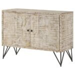 EILEEN 2-DOOR WOOD STORAGE ACCENT CABINET WHITE WASHED - Image 6