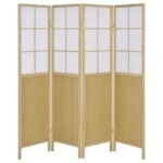 EDWARDS 4-PANEL ROOM DIVIDER FOLDING SHOJI SCREEN NATURAL - Image 4