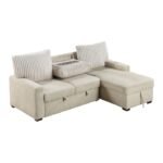9605BE*2LLRC 2-Piece Sectional with Right Chaise and  Drop-Down Cup holders, Storage Pouch,  Pull-out Bed and Hidden Storage - Image 5