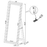 WINDROSE 28 X 67 INCH TEMPERED LED STANDING MIRROR BLACK - Image 11