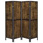 DEEPIKA 4-PANEL ROOM DIVIDER FOLDING SCREEN RUSTIC NUTMEG - Image 3