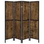 DEEPIKA 4-PANEL ROOM DIVIDER FOLDING SCREEN RUSTIC NUTMEG - Image 4