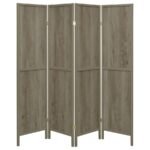 DEEPIKA 4-PANEL ROOM DIVIDER FOLDING SCREEN GREY DRIFTWOOD - Image 4