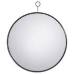 GWYNETH 30 X 35 INCH ROUND WALL MIRROR BLACK NICKEL - Image 2