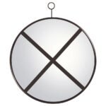 GWYNETH 30 X 35 INCH ROUND WALL MIRROR BLACK NICKEL - Image 3