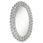 COLLEEN 31 X 47 INCH OVAL WALL MIRROR CRYSTAL FLOWERS SILVER