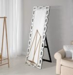 TAVIN 24 X 65 INCH GEOMETRIC FRAME STANDING MIRROR SILVER - Image 2