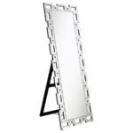 TAVIN 24 X 65 INCH GEOMETRIC FRAME STANDING MIRROR SILVER