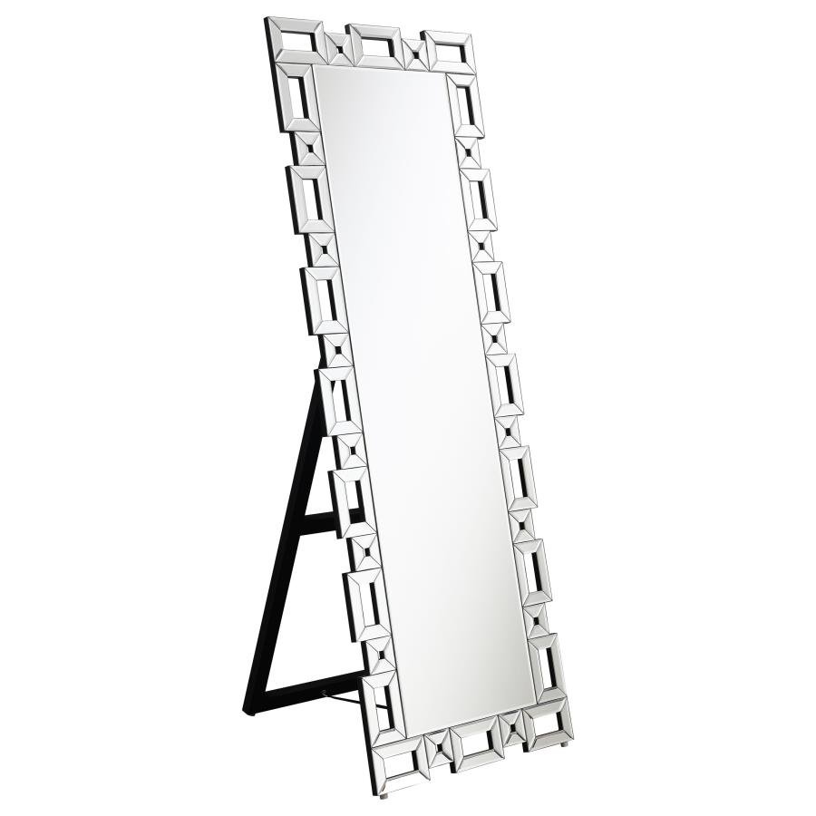 961634_02x900.jpg TAVIN 24 X 65 INCH GEOMETRIC FRAME STANDING MIRROR SILVER - Image 1