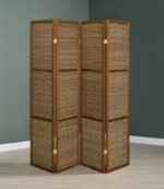 BROWNING 4-PANEL BAMBOO ROOM DIVIDER FOLDING SCREEN WALNUT - Image 2