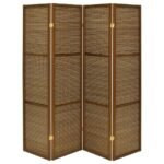 BROWNING 4-PANEL BAMBOO ROOM DIVIDER FOLDING SCREEN WALNUT - Image 3