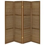 BROWNING 4-PANEL BAMBOO ROOM DIVIDER FOLDING SCREEN WALNUT - Image 4