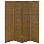 BROWNING 4-PANEL BAMBOO ROOM DIVIDER FOLDING SCREEN WALNUT - Image 5