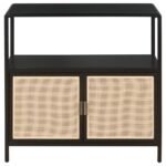 AMHERST 2-DOOR RADIO WEAVE CANE METAL ACCENT CABINET BLACK - Image 3