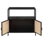 AMHERST 2-DOOR RADIO WEAVE CANE METAL ACCENT CABINET BLACK - Image 4