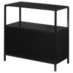 AMHERST 2-DOOR RADIO WEAVE CANE METAL ACCENT CABINET BLACK - Image 8