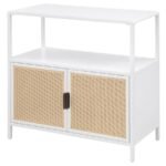 AMHERST 2-DOOR RADIO WEAVE CANE METAL ACCENT CABINET WHITE - Image 5