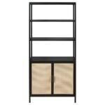 AMHERST 3-SHELF RADIO WEAVE CANE METAL ACCENT CABINET BLACK - Image 3