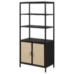 AMHERST 3-SHELF RADIO WEAVE CANE METAL ACCENT CABINET BLACK - Image 5